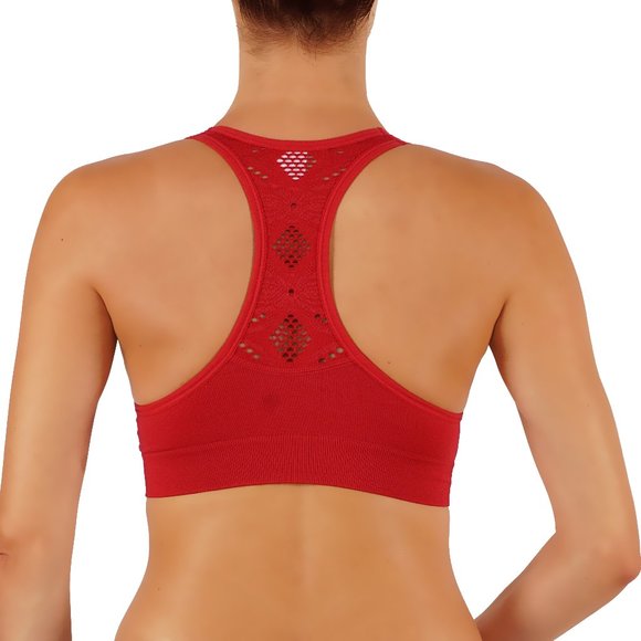 NWT Push-up Sports Bra With Build In Pads, Racer Back Red White Black - Picture 3 of 5